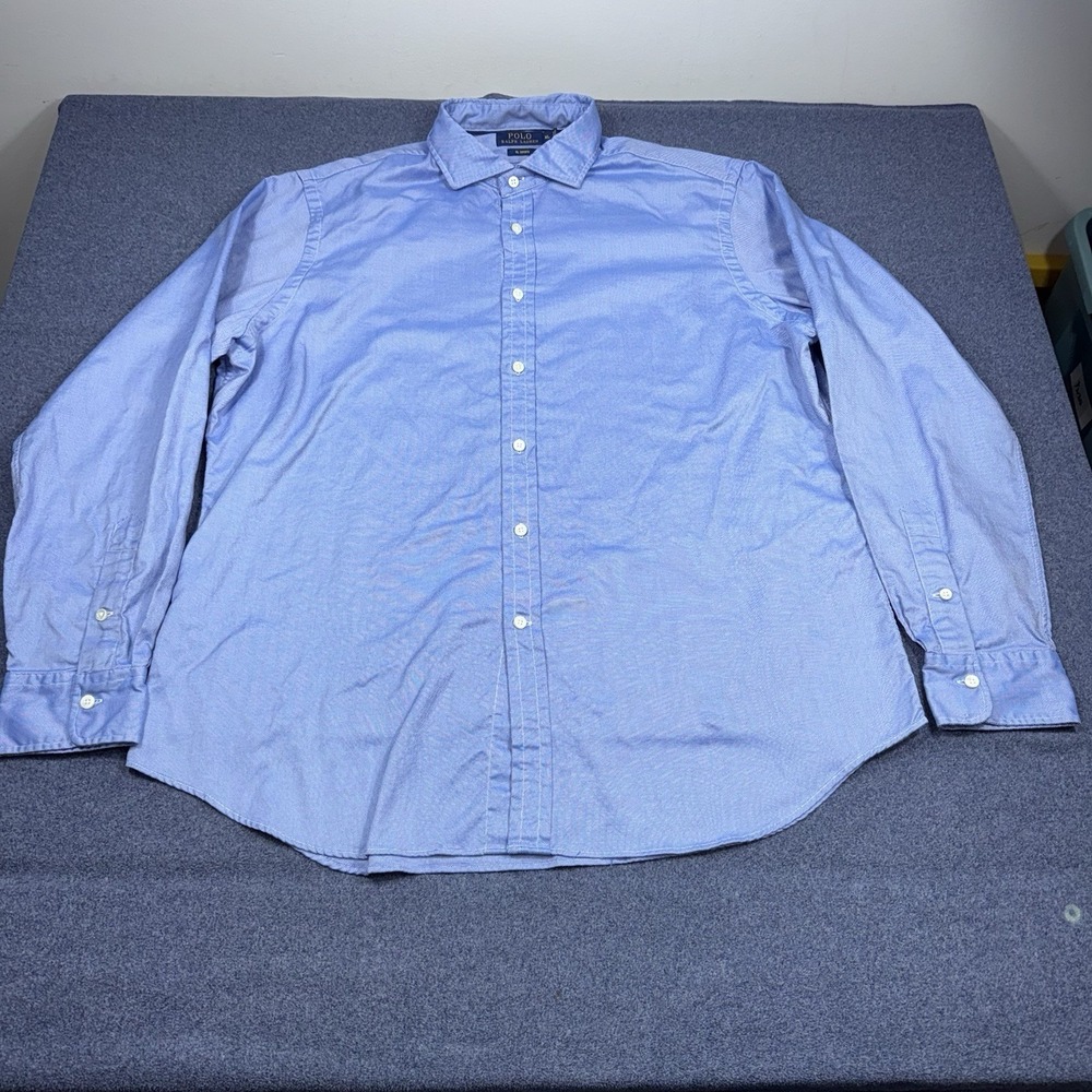 Polo Ralph Lauren RL Oxford Shirt Blue White Micro Check Button Down Mens XL